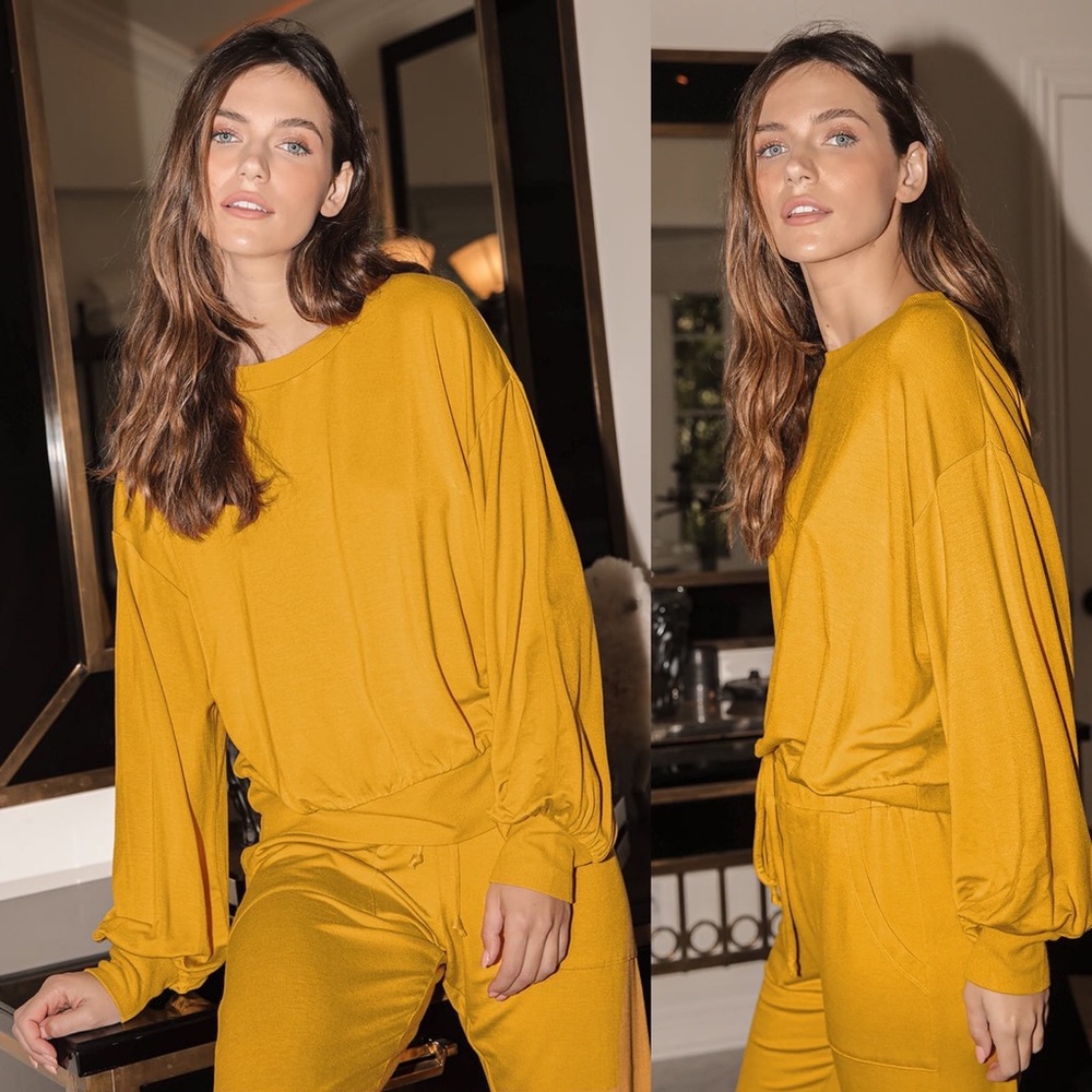 Lulus | Blissful Mornings Mustard Yellow Pullover Sweatshirt